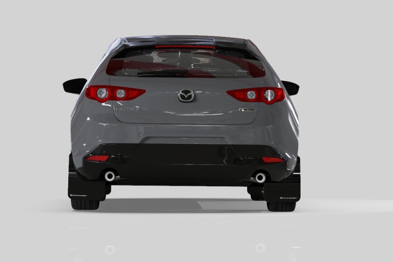 Mazda 3 Hatchback Mud Flaps - Rally Armor - UR Red with White Logo - Red - `19-`25